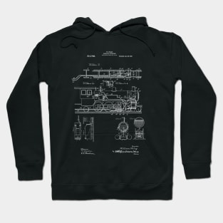 Train Patent Vintage Locomotive Illustration Hoodie